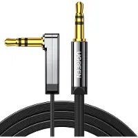 UGREEN AV119 vinklet mini-jack 3,5 mm AUX-kabel fladt 1 m (sort)