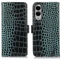 Mtp Products Samsung Galaxy S25 Edge Crocodile Series Læderpung med RFID - Grøn