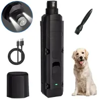 INF Elektrisk kæledyrs negletrimmer hundeneglesliber 8000RPM støjsvag LED-lys Black