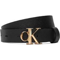 Calvin Klein Bælte 'Pebble Grain Monogram Buckle' sort