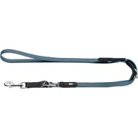 Hunter Justerbar snor Wolmar - BioThane x læder, blågrå/sort - 200 cm lang, 19 mm bred