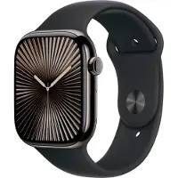 Apple Watch Series 10 (GPS + Cellular) - 46 mm - skifer titanium - smart ur med sportsbånd - fluoroelastomer - sort - båndstørrelse: M/L - 64 GB - LTE, Wi-Fi 4, UWB, Bluetooth - 4G - 41.7 g
