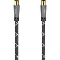 Hama Prime Line - Antennekabel - IEC-forbindelse han til IEC-forbindelse hun - 3 m - parsnoede skærmet koaksial - 120 dB - grå, sort