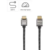 Hama Prime Line - Ultra High Speed - HDMI-kabel med Ethernet - HDMI han til HDMI han - 2 m - afskærmet - gråsort - 4K120 Hz support, 8K60 Hz (7680 x 4320) support