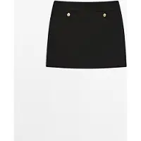 Massimo Dutti - Dame - Lårkort Nederdel Med Knapper - Sort - 38