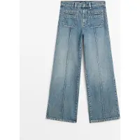 Massimo Dutti - Dame - Mid Waist Jeans Med Brede Ben - Lys Blå - 44