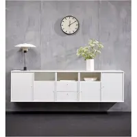 Mistral snehvid skænk - 4 låger m. 2 skuffer 220 cm x 61 cm x 42 cm | Møbelsalg.dk