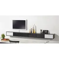 Mistral TV skænk - Sort skænk m. 7 skuffer 266 cm x 23 cm x 32.5 cm | Møbelsalg.dk