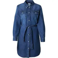 Pepe Jeans Pepe Jeanstil kvinder. PL95376845A0 Denim skjortekjole blå (L), Casual, Bomuld, Lange ærmer