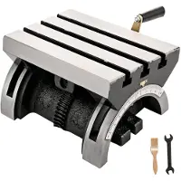 Vevor Vippebord 25,4x17,8 cm (10x7 tommer) Vippevinkelfræsemaskine 0-80° Justerbar drejevinkelplade med 3 T-spor og et justerbart håndsving Kraftig vippefræsemaskine til slibning