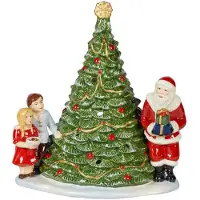 Villeroy & Boch Christmas Santa By the Tree Decorative figur Maoffrom Hard-Paste Porcelain Wax Green/Multi-Coloured 20 X 17 X 23 cm Tealight