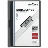 Durable DURACLIP 30 - Klemmefil - for A4 (210 x 297 mm) - kapacitet: 30 ark - antracitgrå med transparent frontomslag
