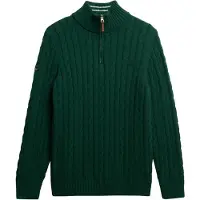Superdry Superdrytil mænd. M6110731A Preppy Cable Half grøn strikbluse med lynlås ved halsen (M), Casual, Bomuld
