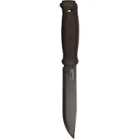 Morakniv Garberg Grand BlackBlade (C) 14640 Carbon Steel, Brown Polymer, bushcraft knife, leather sheath