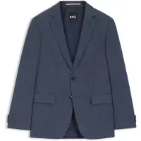 BOSS Blazer med slim fit i uld med stræk og mønster