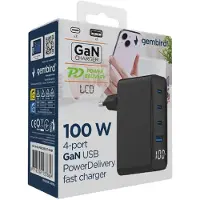 Gembird 4xpd Qc Lcd Usb-a Og Usb-c Vægoplader 100w