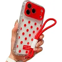 Mtp Products iPhone 17 Pro/18 Pro PC / TPU Cover med linsefilm og rem - Polka Dot - Rød