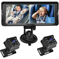 Mtp Products 6.8 babyalarm til bilen med to 1080P HD-kameraer med 360 graders rotation
