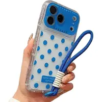 Mtp Products iPhone 17 Pro/18 Pro PC / TPU Cover med linsefilm og rem - Polka Dot - Blå