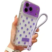 Mtp Products iPhone 17 Pro/18 Pro PC / TPU Cover med linsefilm og rem - Polka Dot - Lilla