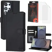 MyTPhone Samsung Galaxy S25 Ultra CardMate MagSafe Læder Pung Cover med Kortholder, Stativ, 2x Skærmbeskyttelse - sort