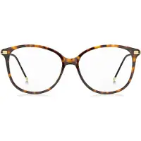 HUGO BOSS Stel til briller med styrke i havana-acetat med guldfarvede stænger