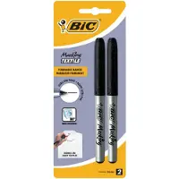 BIC Tekstilmarkør 0,9 mm sort blisterpakning med 2 stk.