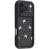 Mtp Products iPhone 17 Pro Max Stilfuldt stødsikkert TPU cover med forhøjede kanter - Sort / Prikket sløjfe