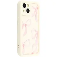 Mtp Products iPhone 13 Stilfuldt stødsikkert TPU cover med forhøjede kanter - hvid / stor sløjfe