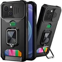 Mtp Products Multifunktionel 4-i-1 iPhone 13 Hybrid Cover - Sort