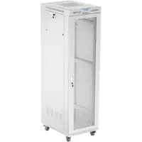 Lanberg FF01 series - Rack kabinet - 600 x 800, flad pakke, med netdør - med LCD skærm, termostat - fritstående - grå, RAL 7035 - 42U - 19