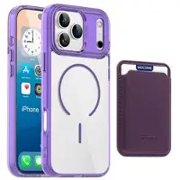 Mtp Products iPhone 17 Pro Max MagSafe Cover med kortholder - lilla / gennemsigtig