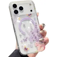 Mtp Products iPhone 17 Pro magnetisk cover med indlejrede rhinsten - sommerfugle