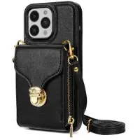 Mtp Products iPhone 14 Pro Alt-i-et cover med pung og rem - Sort