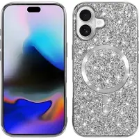 Mtp Products iPhone 17 Galvaniseret glitter cover - MagSafe-kompatibel - Sølv