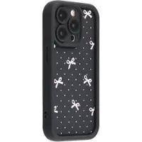 Mtp Products iPhone 12 Pro Max Stilfuldt stødsikkert TPU cover med forhøjede kanter - Sort / Prikket sløjfe
