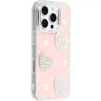 Mtp Products iPhone 16 Pro Funklende Kærlighed og Perle Hybrid Cover - Pink