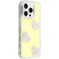 Mtp Products iPhone 16 Pro Max Funklende Kærlighed og Perle Hybrid Cover - Gul