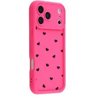 Mtp Products iPhone 17 Pro Max stødsikkert TPU-cover med hjertemønster og forhøjede kanter - Hot Pink