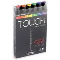 Shinhan Touch Twin Tip Marker Set p? 6 - Hovedfarver (1100613)