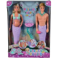 Smoby Steffi Love Havfruefamilie - Gravid havfruedukke (29 cm) med Kevin havmanden, Baby og Babyseng