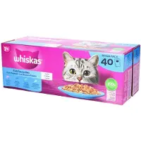 Whiskas 7+ Fish Selection i gelé vådfoder til katte multipack (poser 85 g)