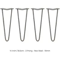 MonsterShop 4 x 14" hårnåleben - 2 ben - 10 mm - råt stål