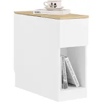SoBuy sengebord hvid/træ 25x65x60 cm