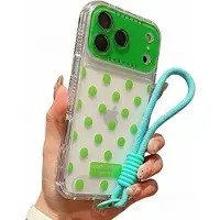 Mtp Products iPhone 17 Pro/18 Pro PC / TPU Cover med linsefilm og rem - Polka Dot - Grøn