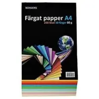 BÜNGERS Farvet Papir A4 80g ass. farver - (250 ark)