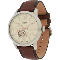 Fossil Analogt ur 'Townsman' mørkebrun / sølv