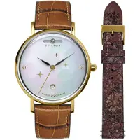 Zeppelin Dameur 71315 Luna Hvid/Læder Ø36 mm