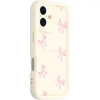 Mtp Products iPhone 16 Stilfuldt stødsikkert TPU cover med forhøjede kanter - hvid / sløjfe