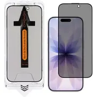 Mtp Products iPhone 17 Privacy Skærmbeskyttelse Hærdet Glas med installationsværktøj - 9H - sort kant